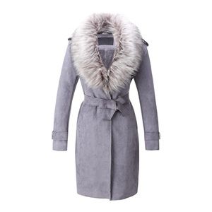 Gray faux suede jacket